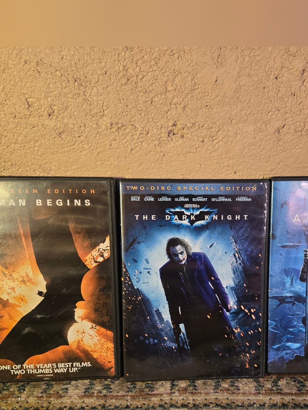 Lot Of 3 DC Movies Batman Begins, Dark Knight, And Aquaman DC Comics Superhero